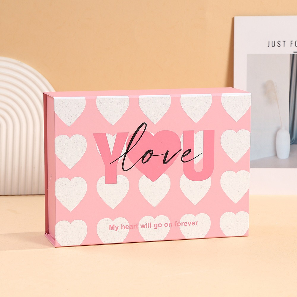 Pink Heart-Patterned Folding Packaging Box