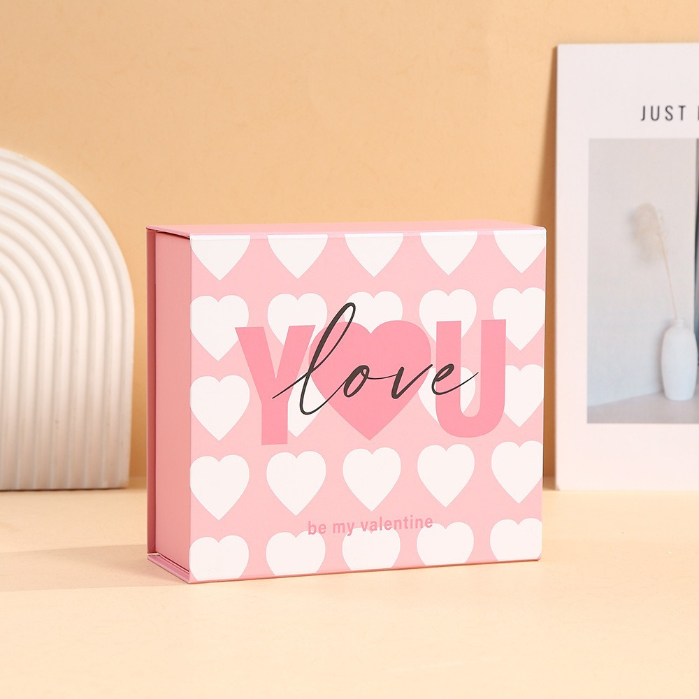 Pink Heart-Patterned Folding Packaging Box