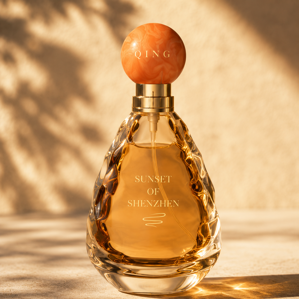 Embalagem de perfume de luxo Sunset com frasco de vidro âmbar