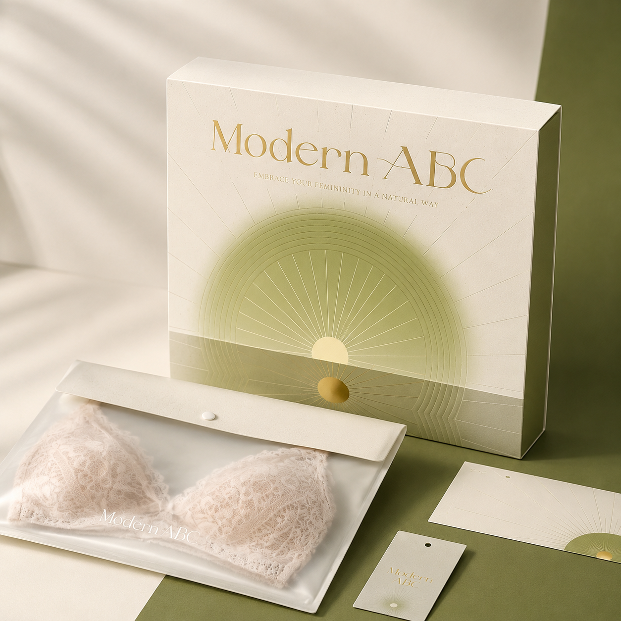 Caixa de embalagem personalizada para lingerie feminina com bolsa interna para a peça.