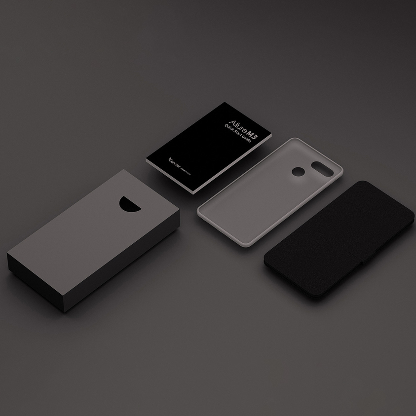 Elegante confezione per smartphone con vassoio porta accessori.