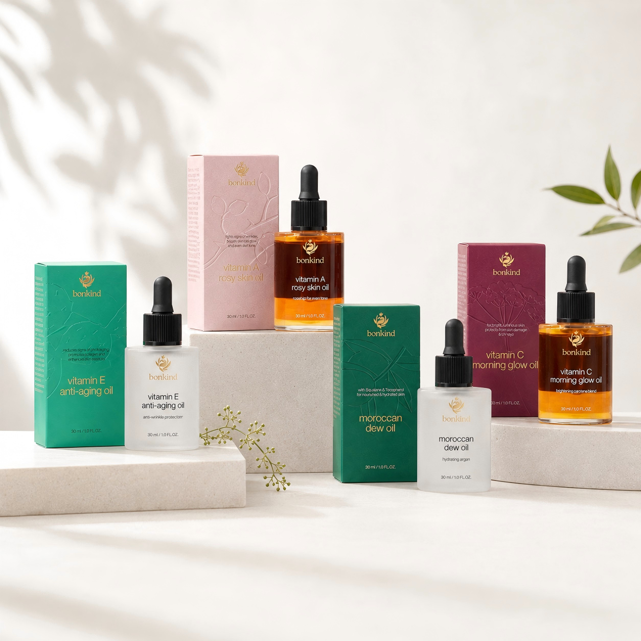 Luxury Natural Botanical Skincare Oil Set – Vitamin E, Vitamin C, Vitamin A & Essential Oil Blend for Face Care & Anti-Aging