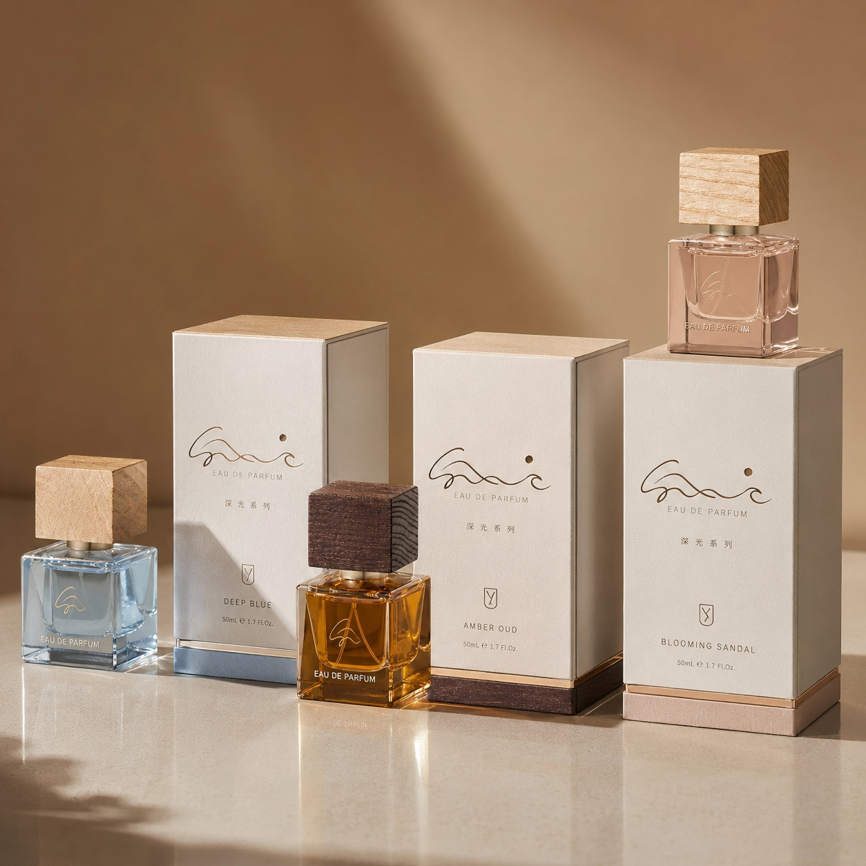 Luxury Wooden Cap Perfume Bottle & Packaging Box Solution