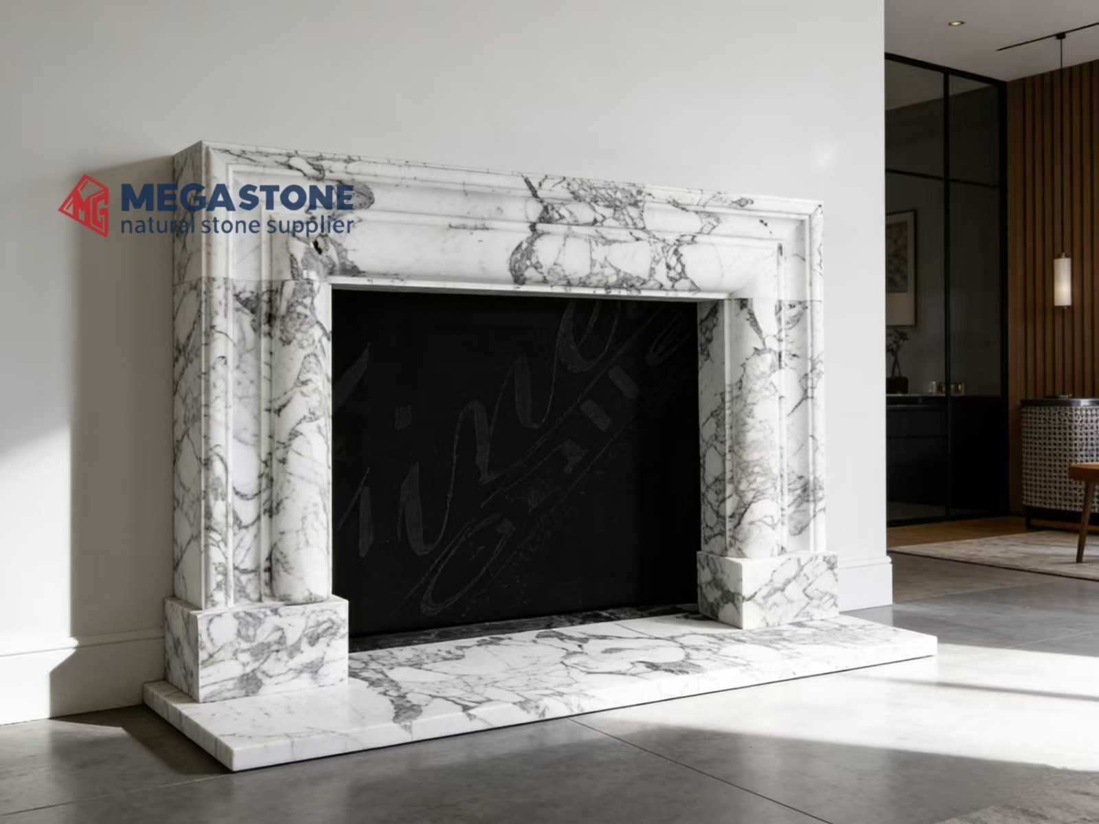 Minimalist Marble Fireplace