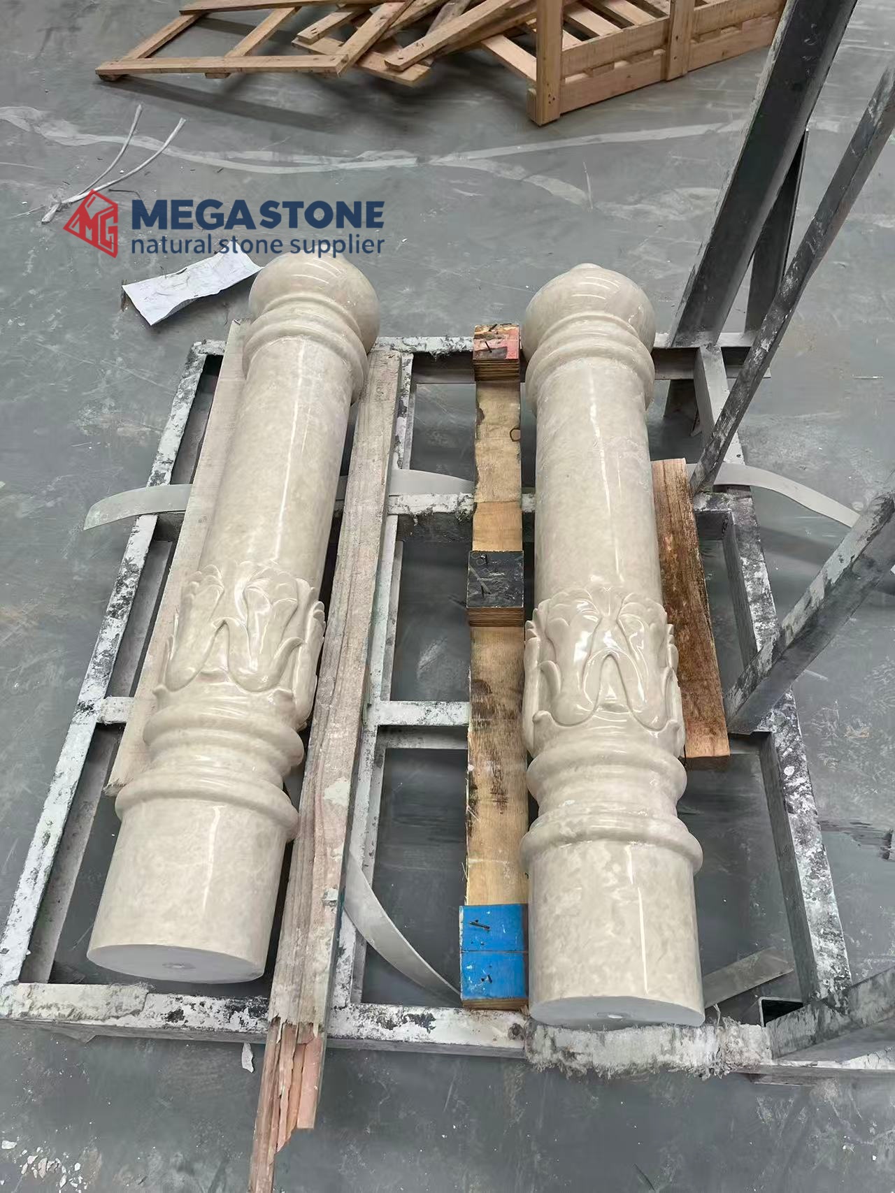 Altman Beige Marble Solid Column Pillar