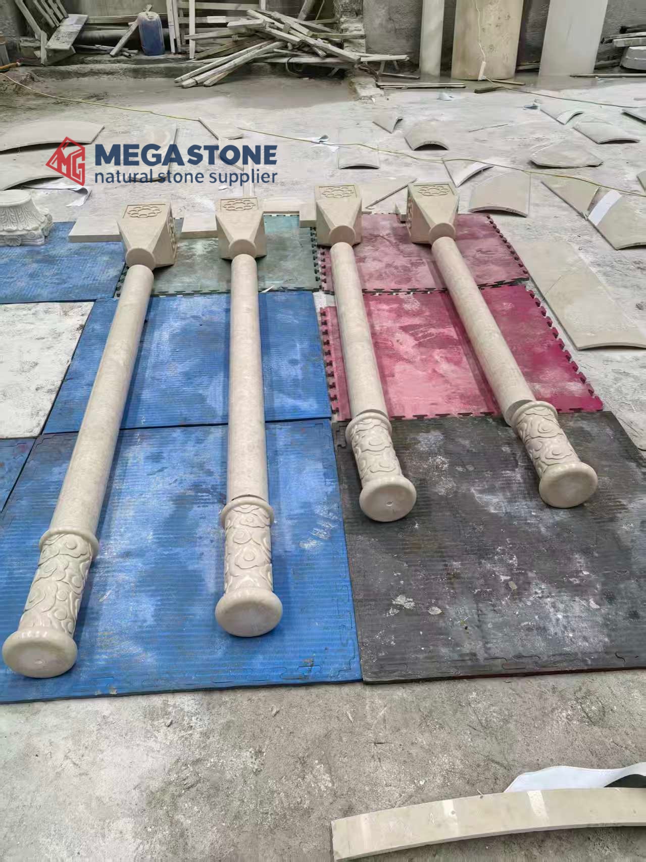 Altman Beige Marble Solid Column Pillar