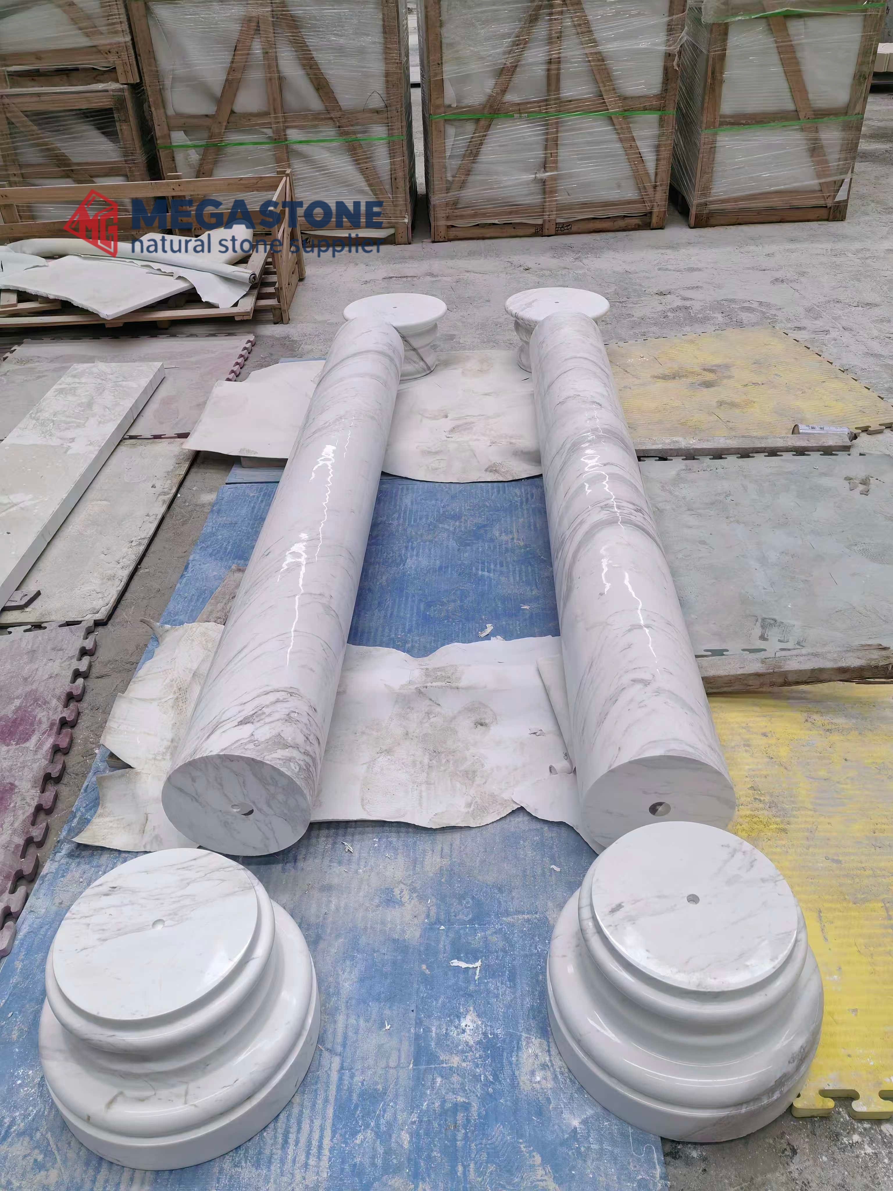 Volakas White Marble Solid Pillars Solid Columns