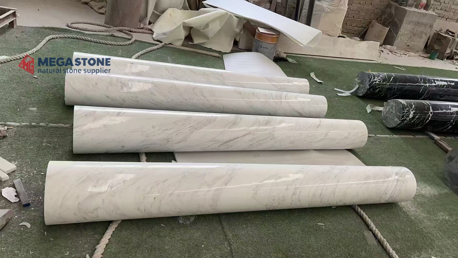 Volakas White Marble Solid Pillars Manufacturer