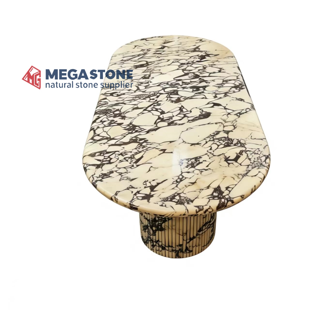 Calacatta Viola Marble Oval Dining Table