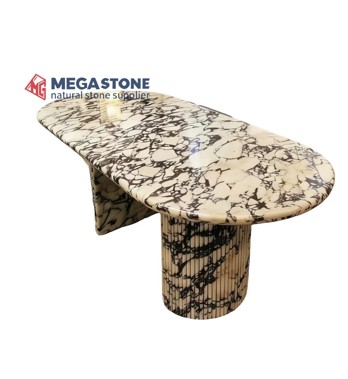 Calacatta Viola Marble Oval Dining Table
