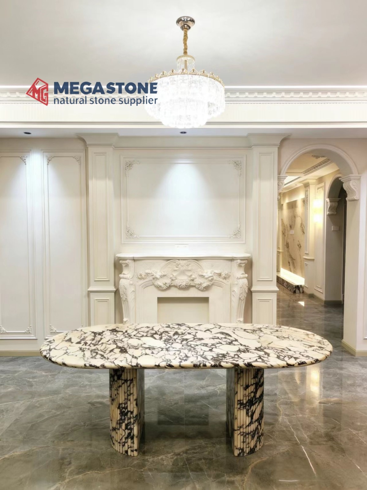 Calacatta Viola Marble Oval Dining Table Manufacturer