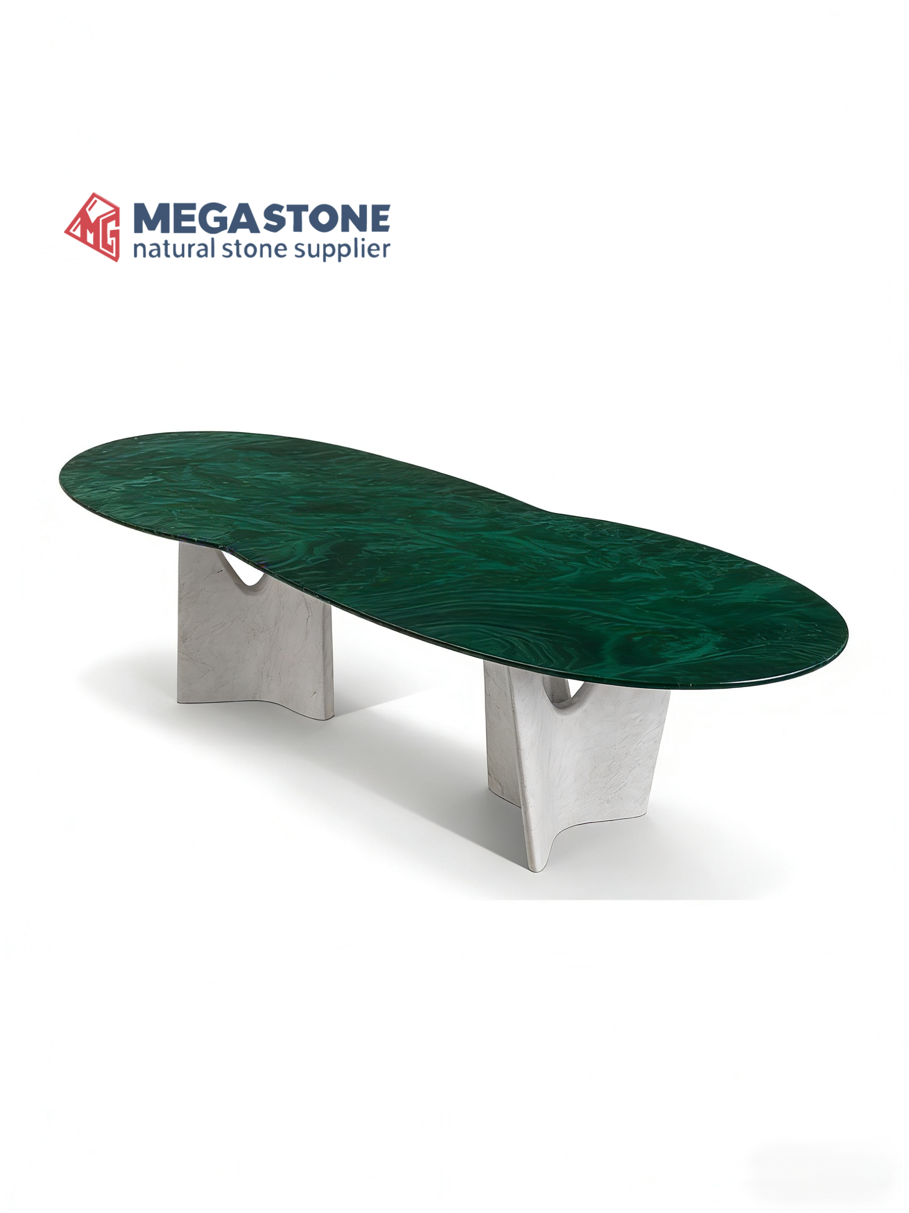 Sculptural Carrara & Rosso Levanto Marble Dining Table