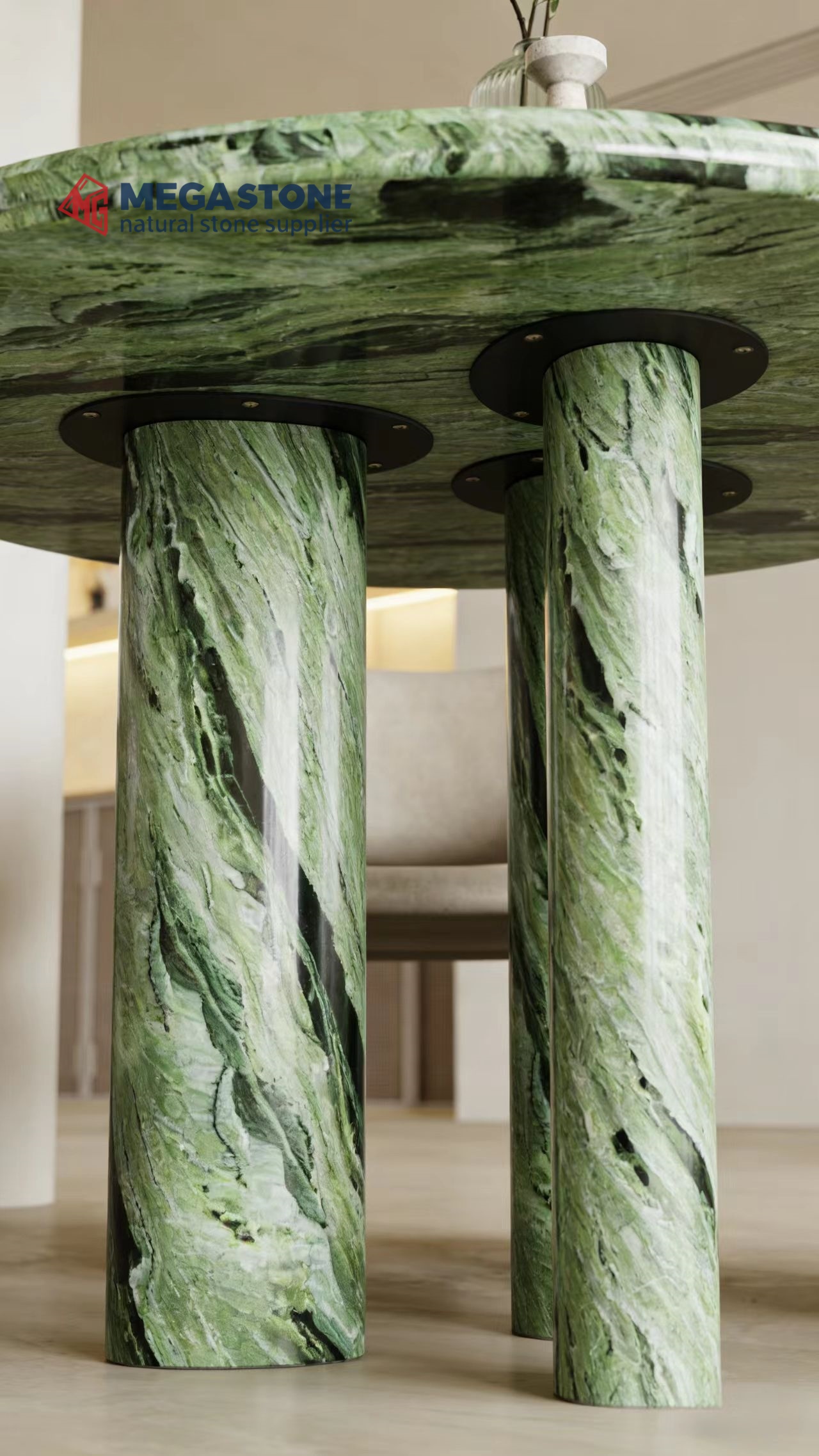 Shangri La Jade Marble Round Dining Table