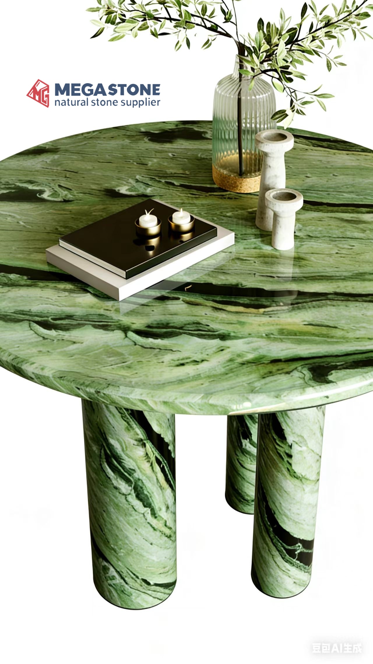 Shangri La Jade Marble Round Dining Table