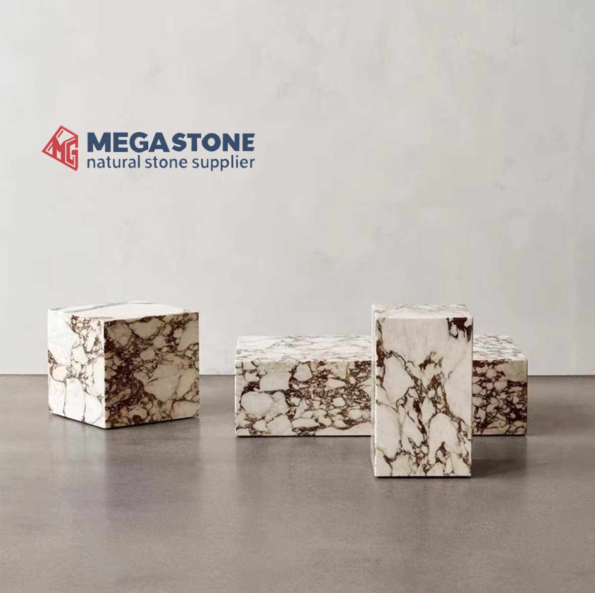 Free Stand Calacatta Viola Marble Display Table