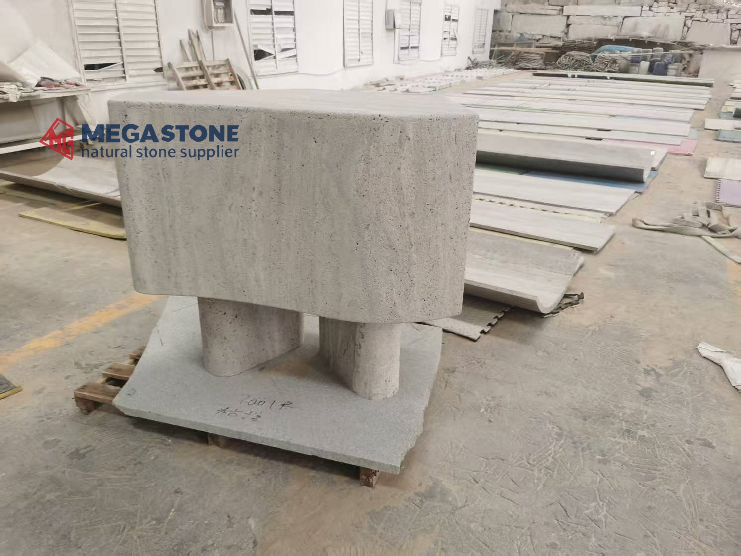 Silver Grey Travertine Display Table Manufacturer