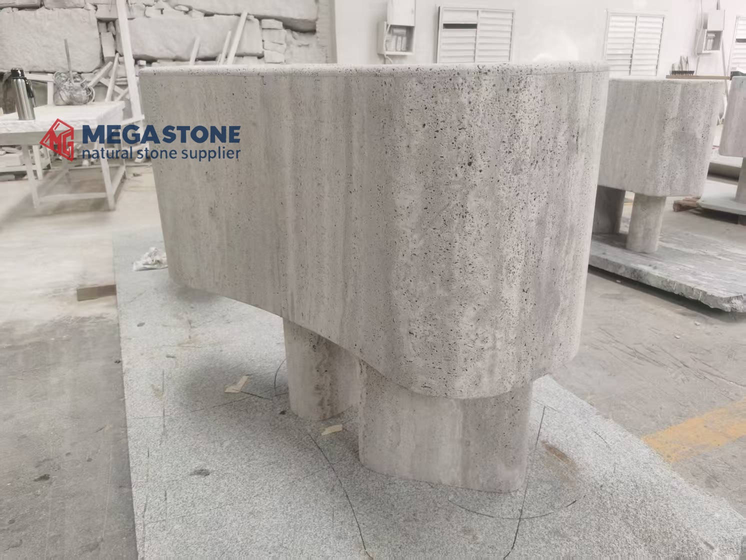 Silver Grey Travertine Display Table