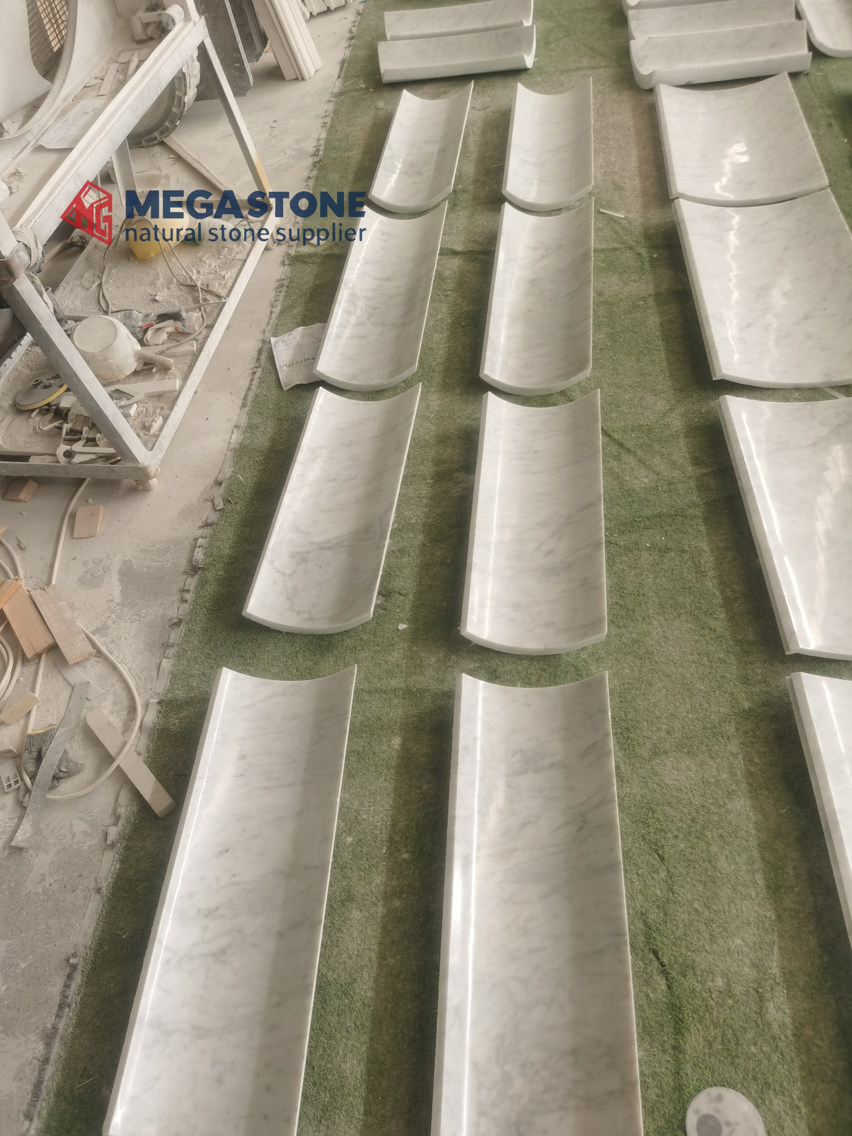 Bianco Carrara Arc Design Curved Panels for irregular door jamb lines