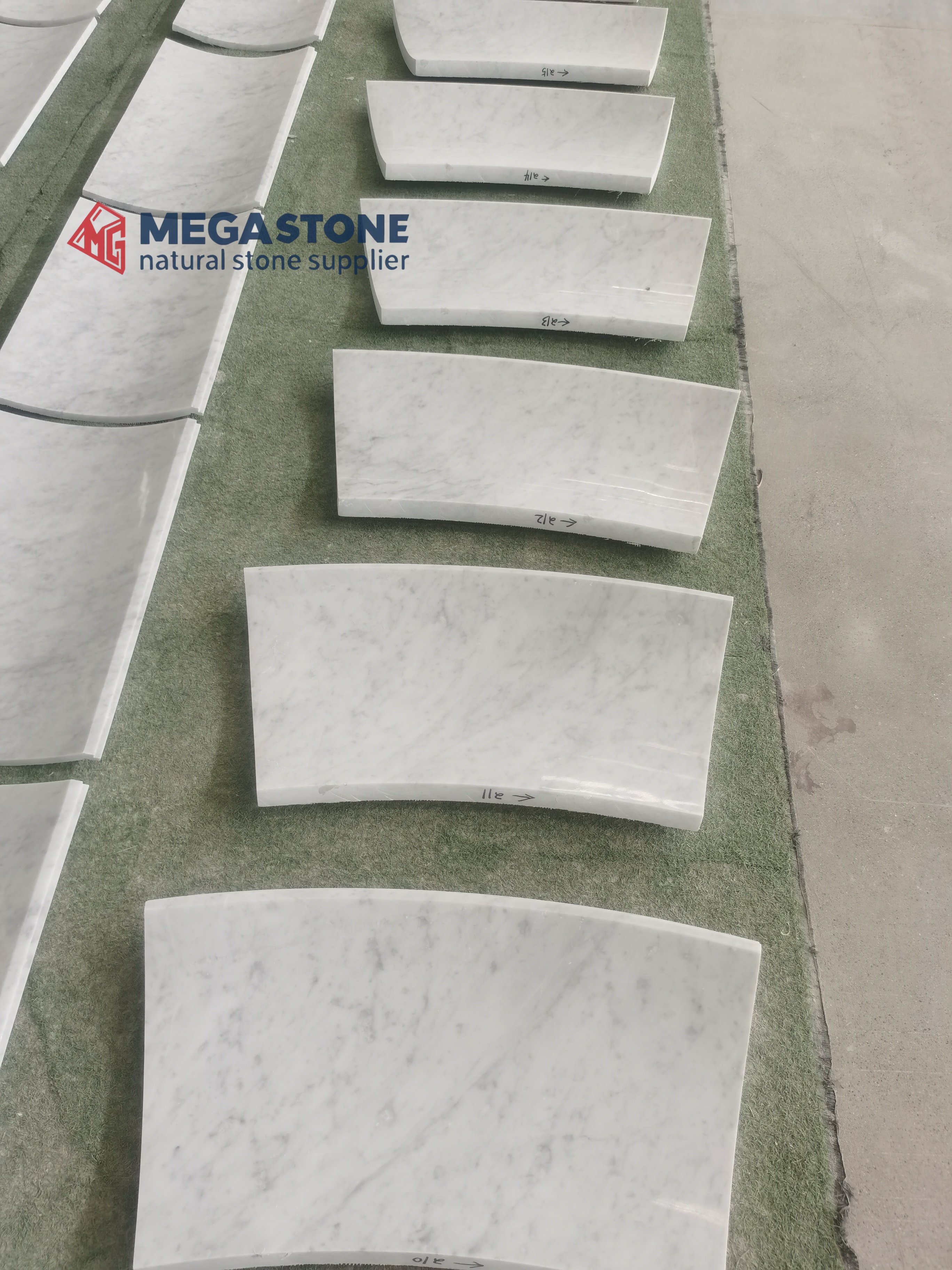 Bianco Carrara Arc Design Curved Panels for irregular door jamb lines