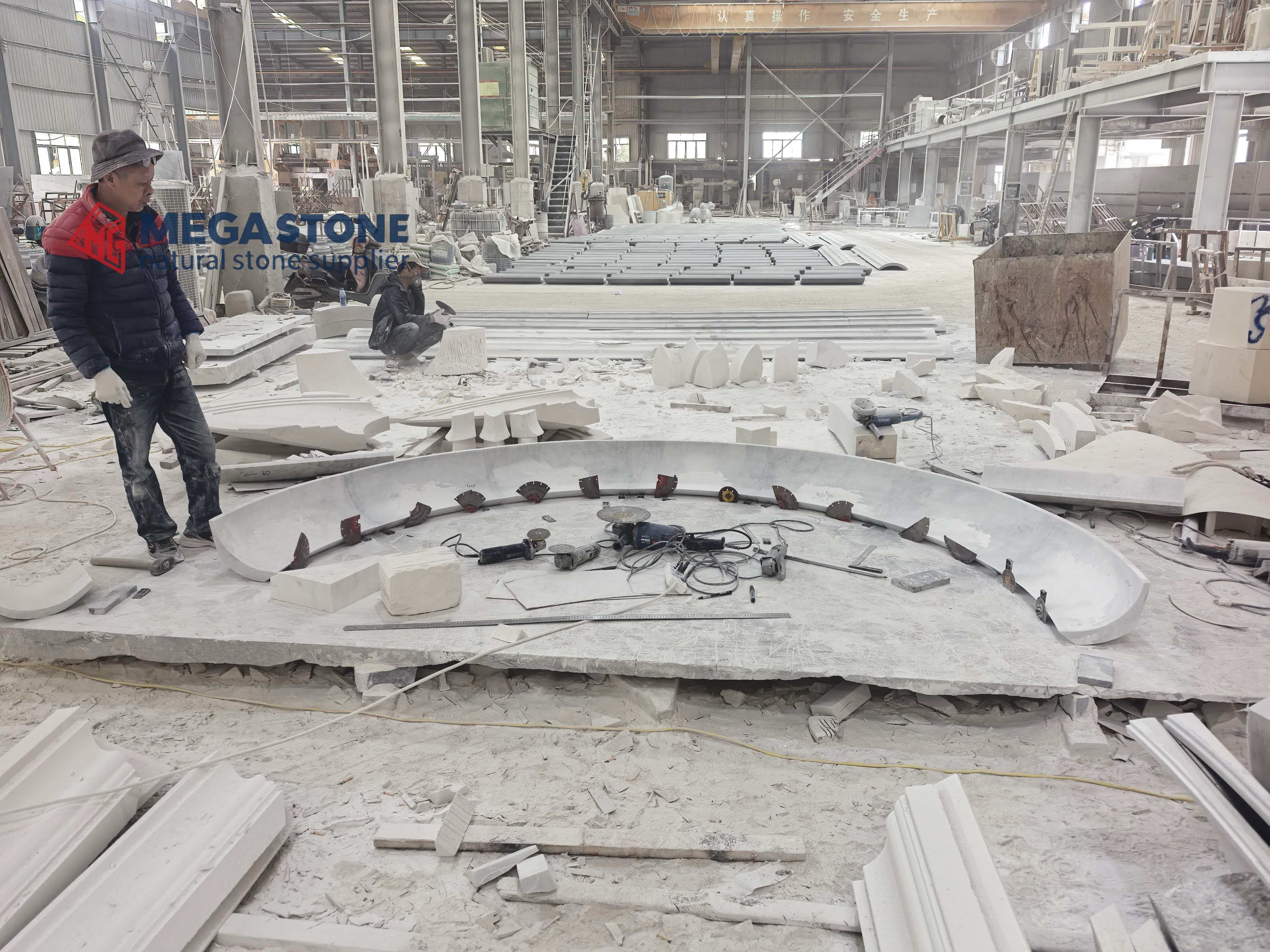 Bianco Carrara Arc Design Curved Panels for irregular door jamb lines