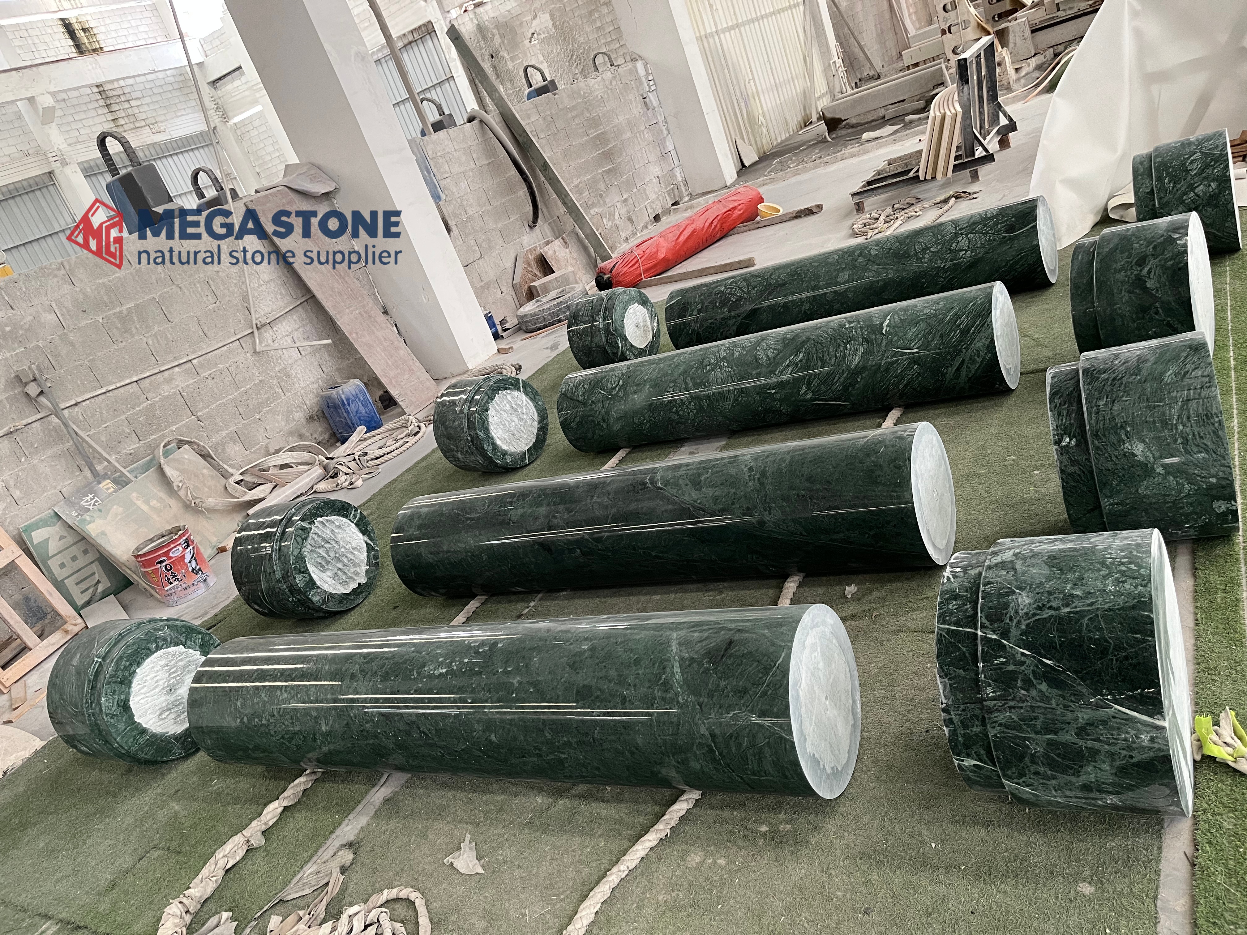 Custom Solid Verd Guatemala Marble Columns & Pillars