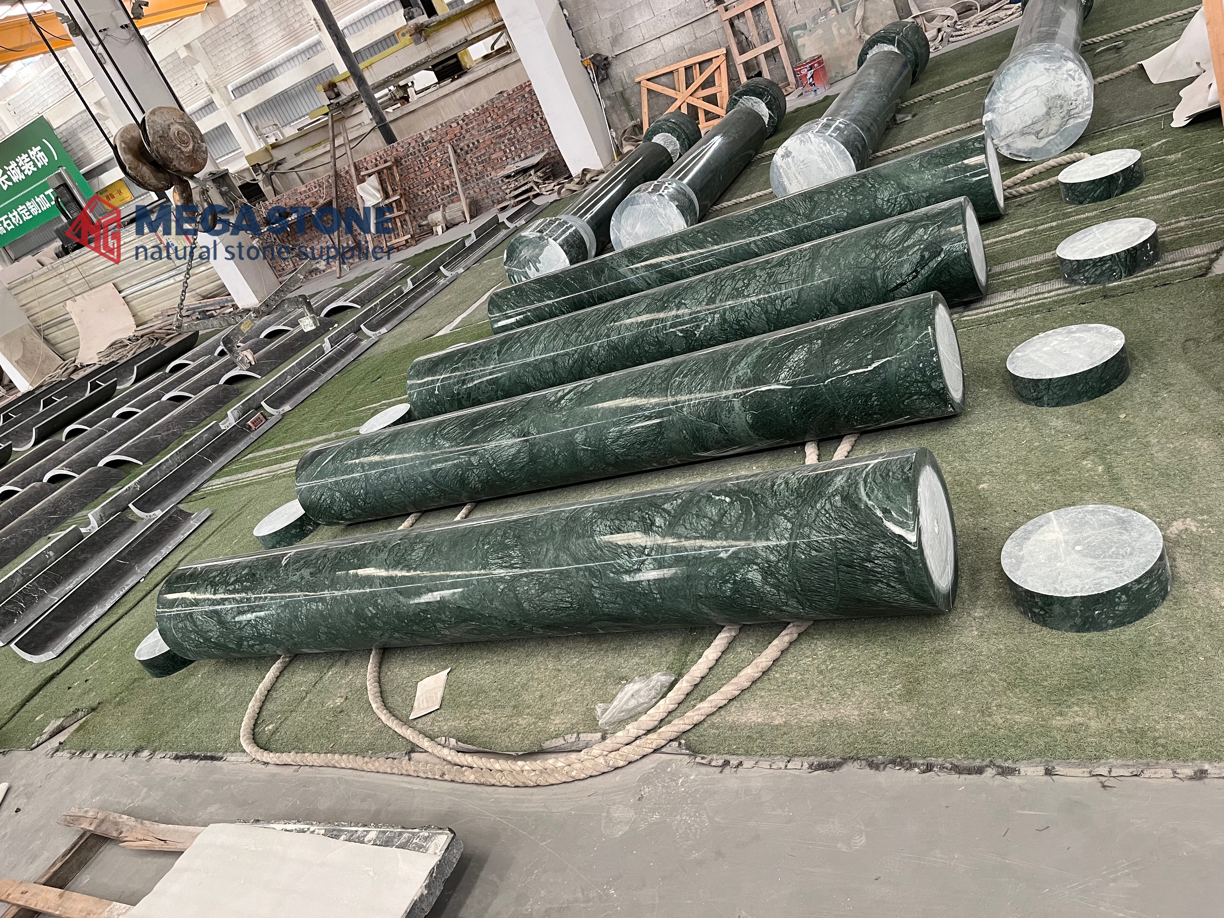 Custom Solid Verd Guatemala Marble Columns & Pillars