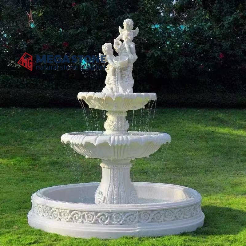 White Marble Fountain For Garden