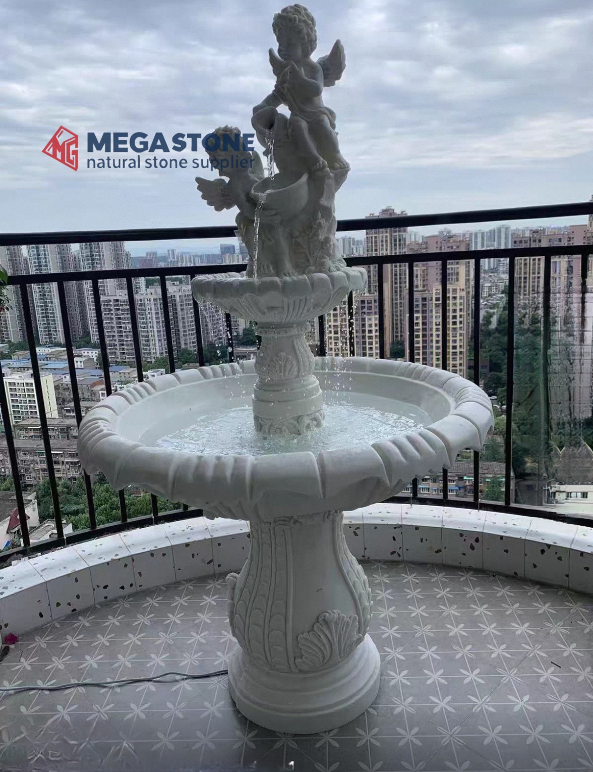 White Marble Fountain For Garden
