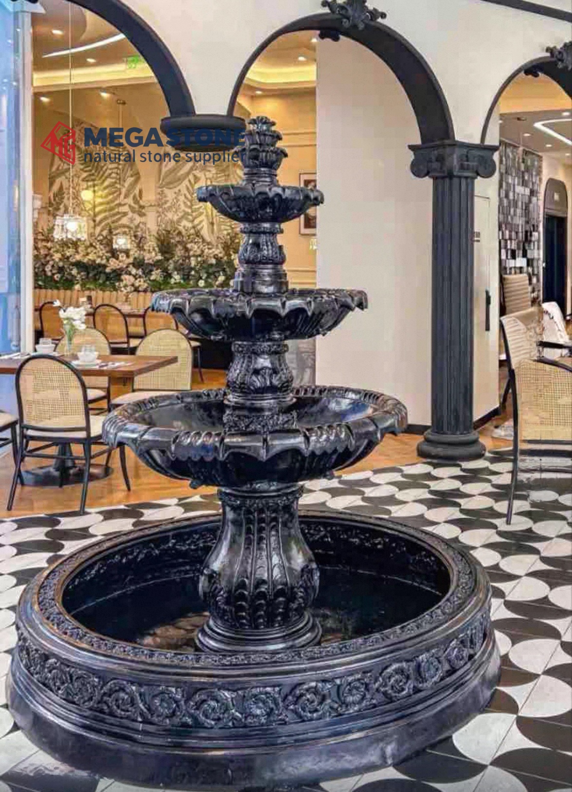 Black Marble Garden Fountain