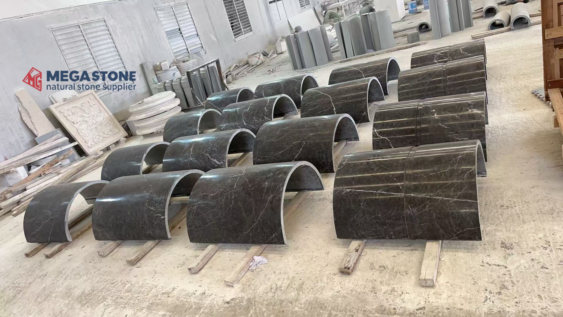 Wyndham Grey Marble curved panel