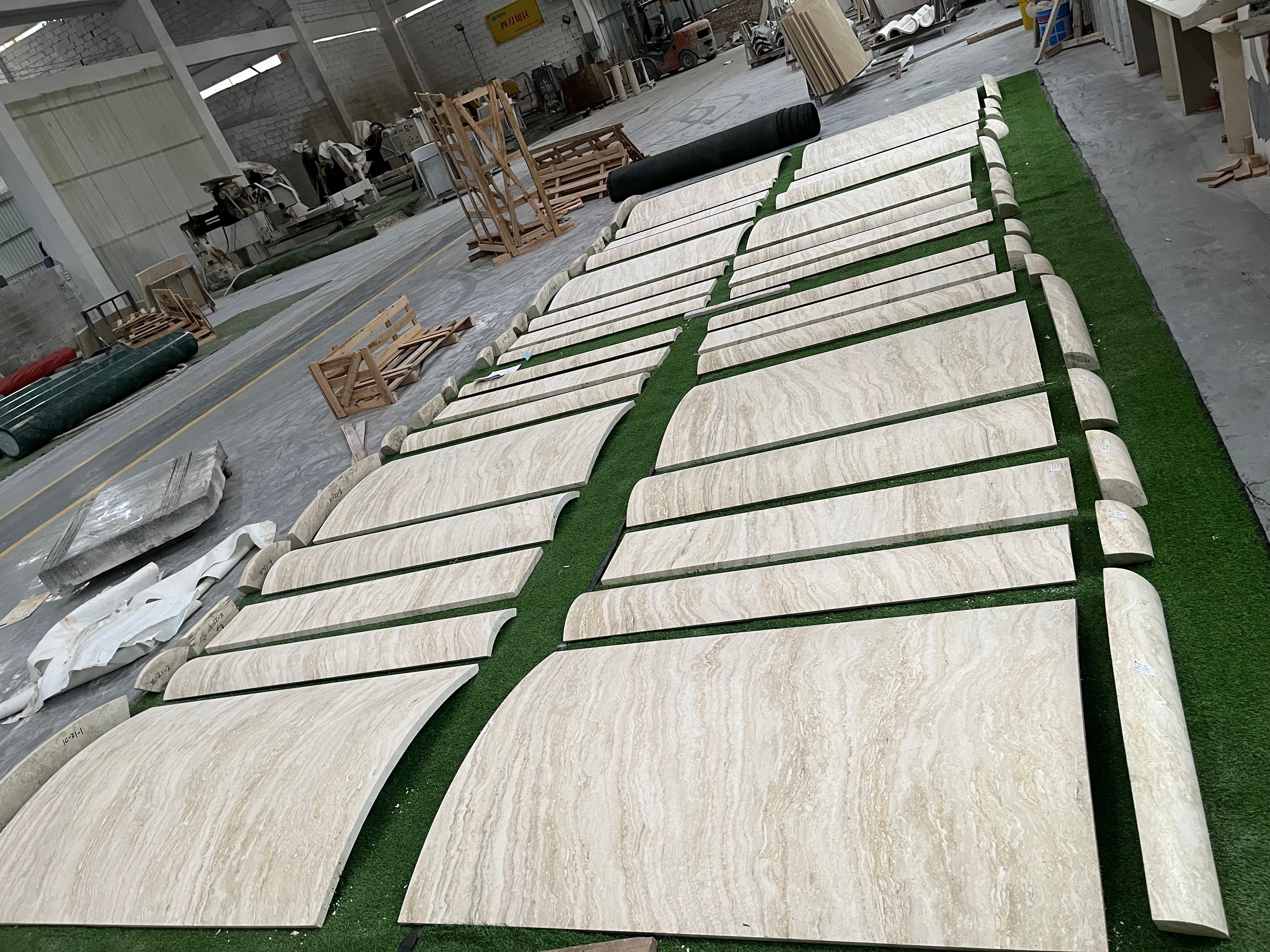 Super White Travertine Custom Curved Panels for Column Cladding