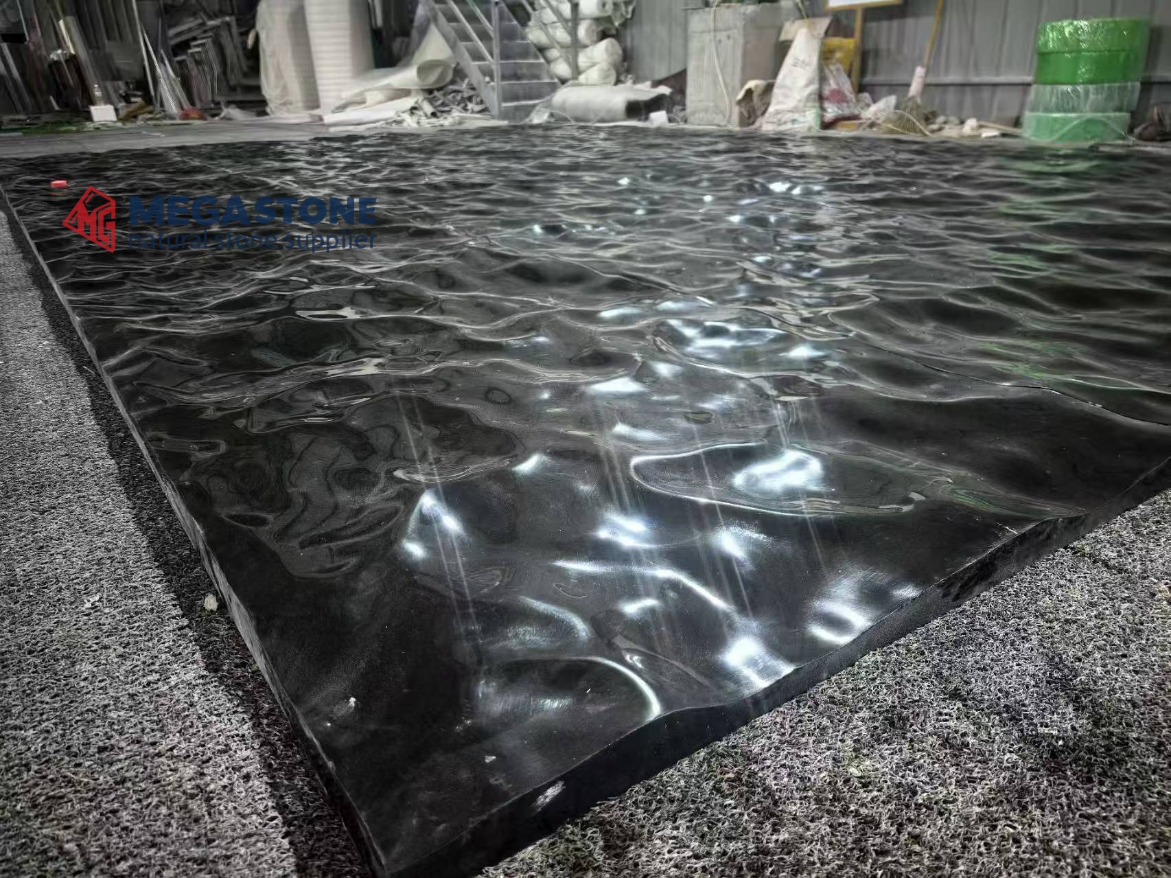 Black Liquid Marble CNC Carved Water Wave Wall
