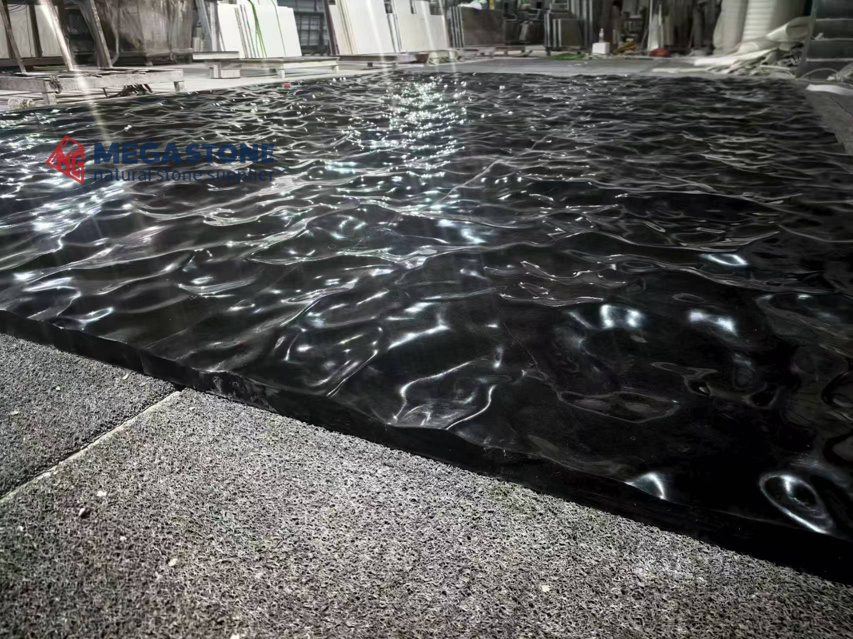 Black Liquid Marble CNC Carved Water Wave Wall