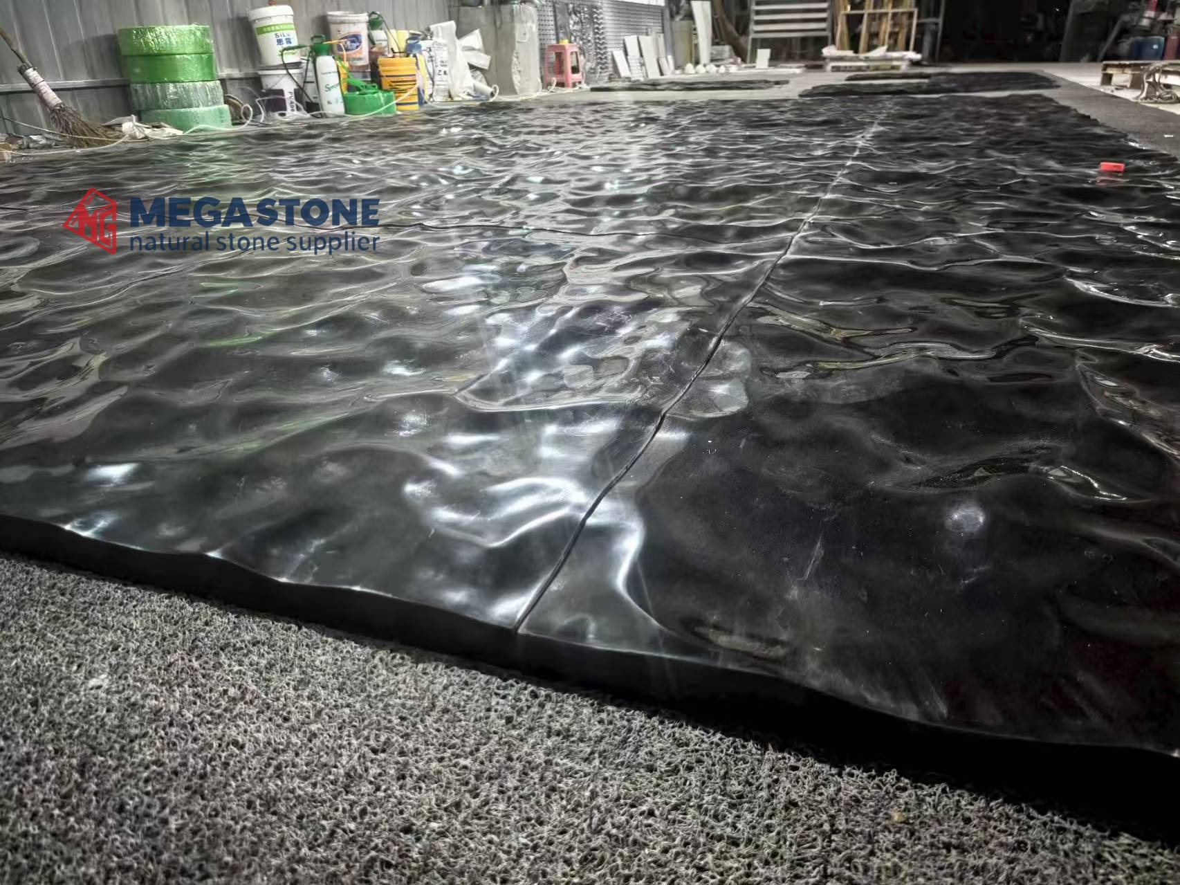 Black Liquid Marble CNC Carved Water Wave Wall