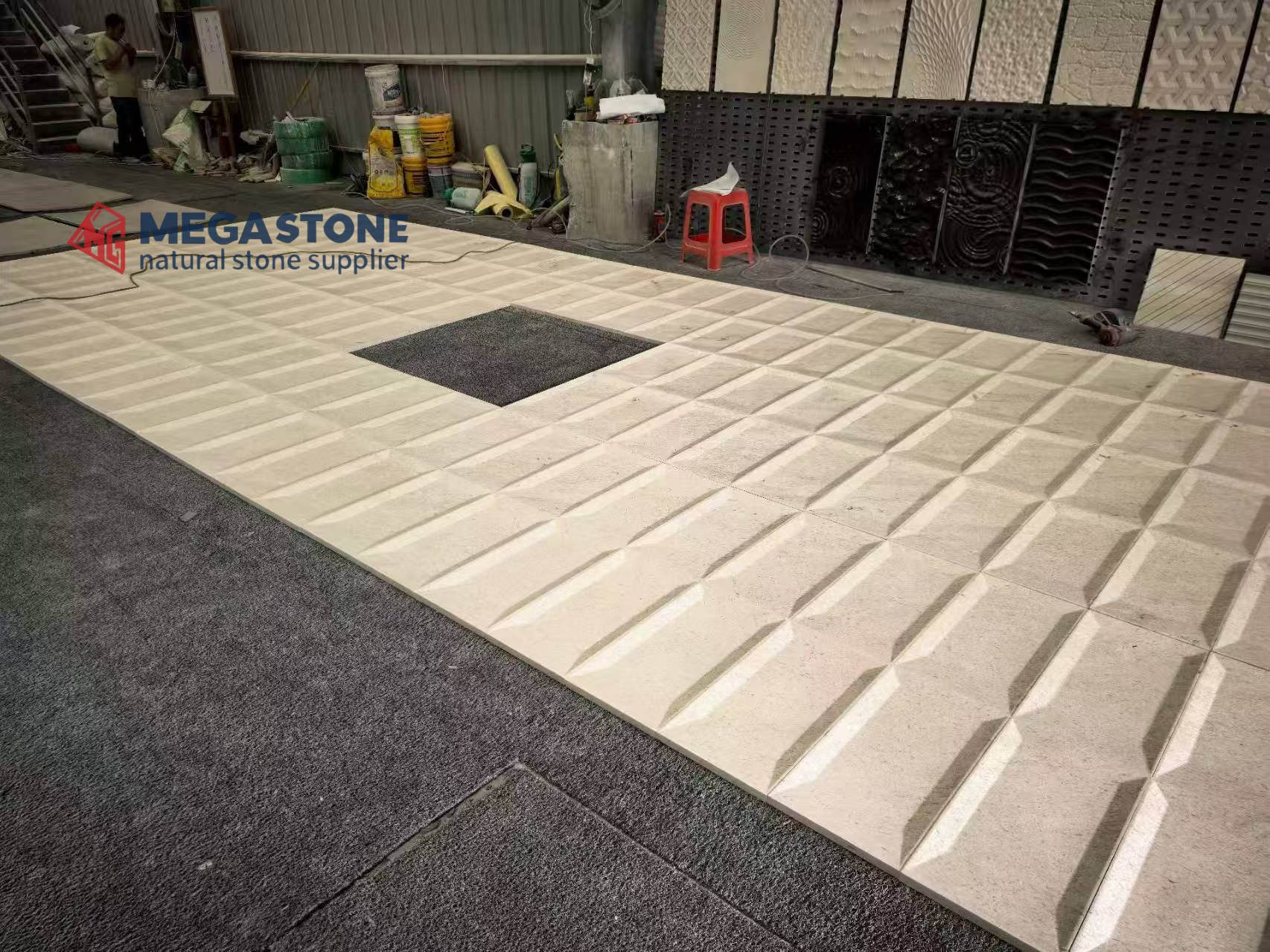 Moleanos Limestone 3D Wave and Diamond Carved Cladding Panels