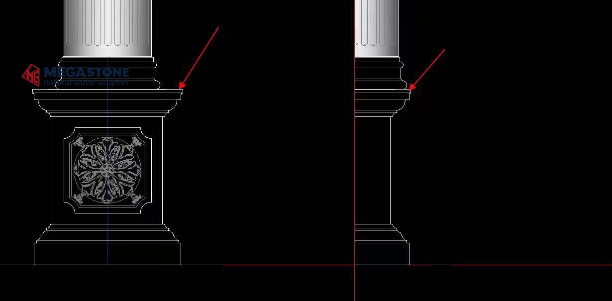 Carved Travertine Column Pedestal