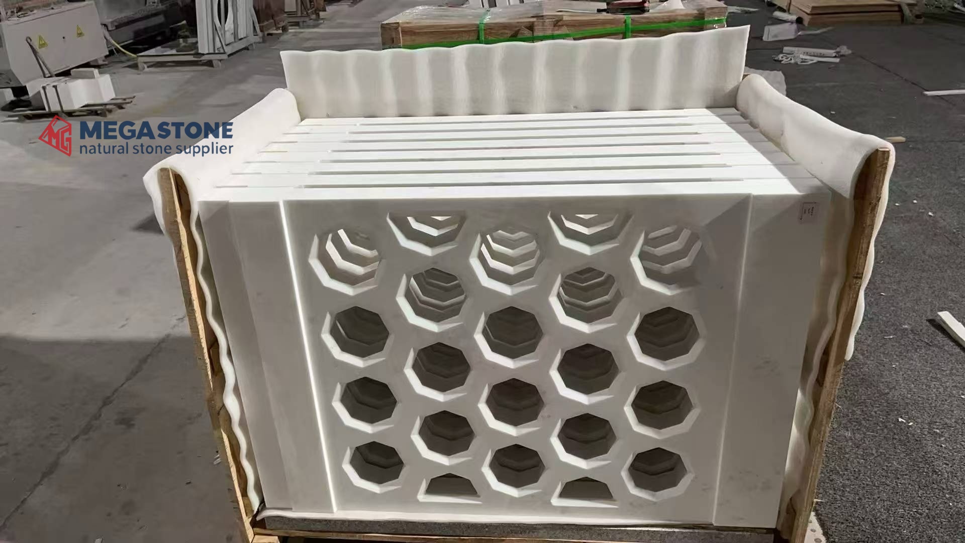 White Marble CNC Carved Perforated Panels for Wall Cladding