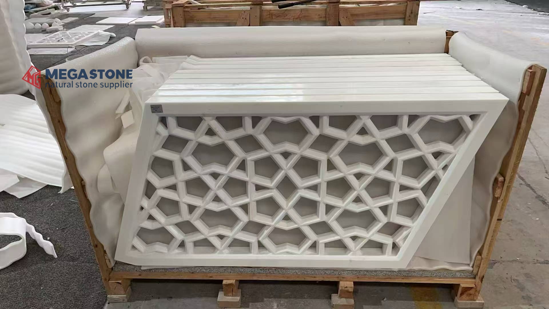 White Marble CNC Carved Perforated Panels for Wall Cladding