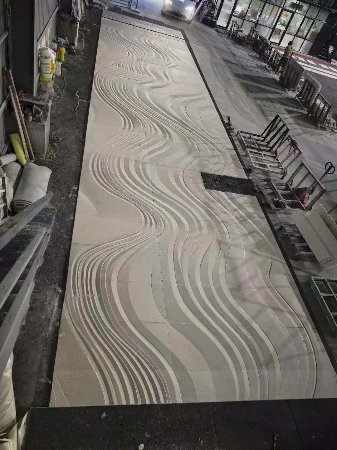 Limra Limestone 3D Flowing Wave CNC Carved Feature Wall Cladding Panels