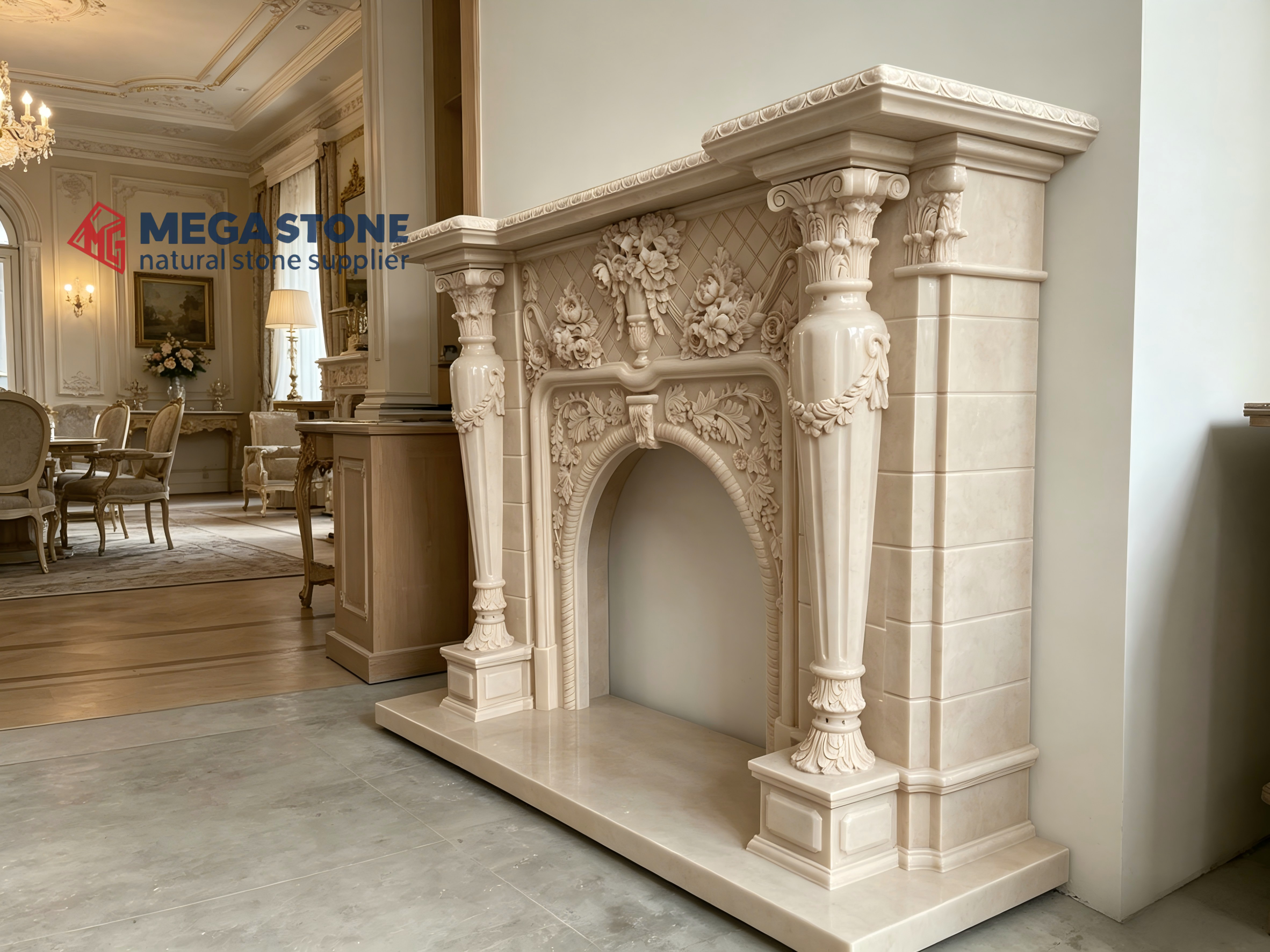 Custom Marble Fireplace Mantel Manufacturer