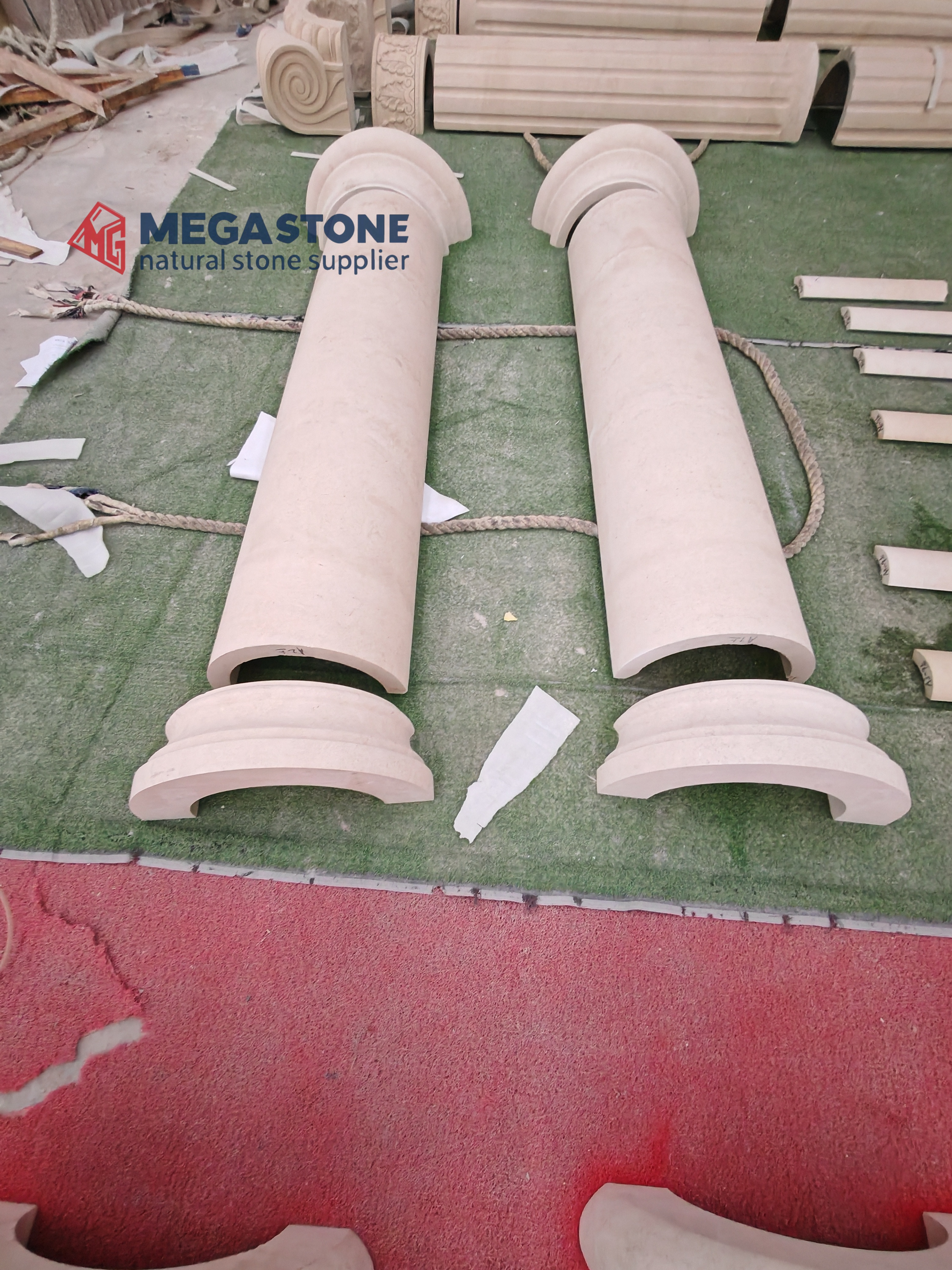 Moleanos Beige Limestone Hollow Columns