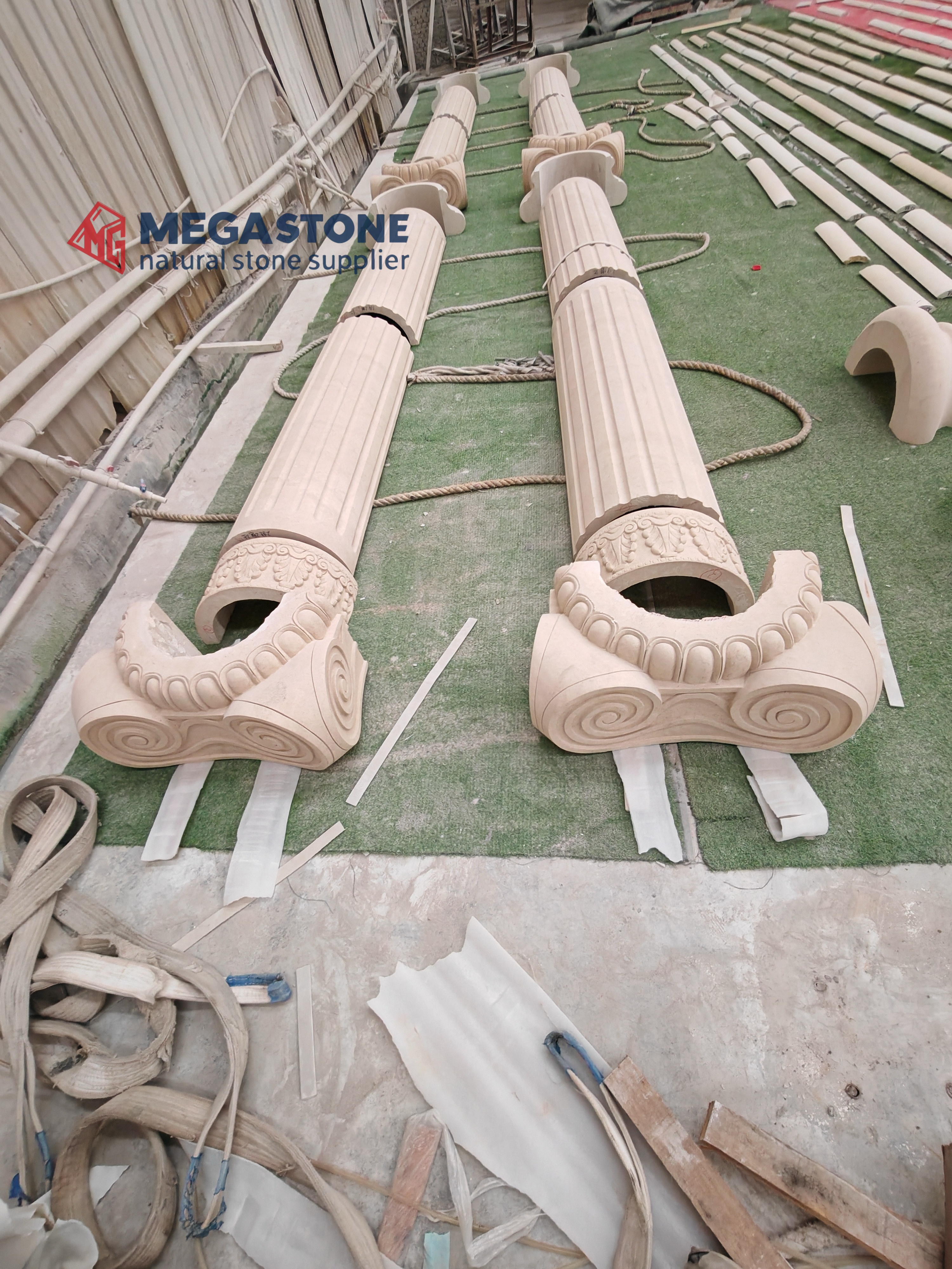 Moleanos Beige Limestone Hollow Columns