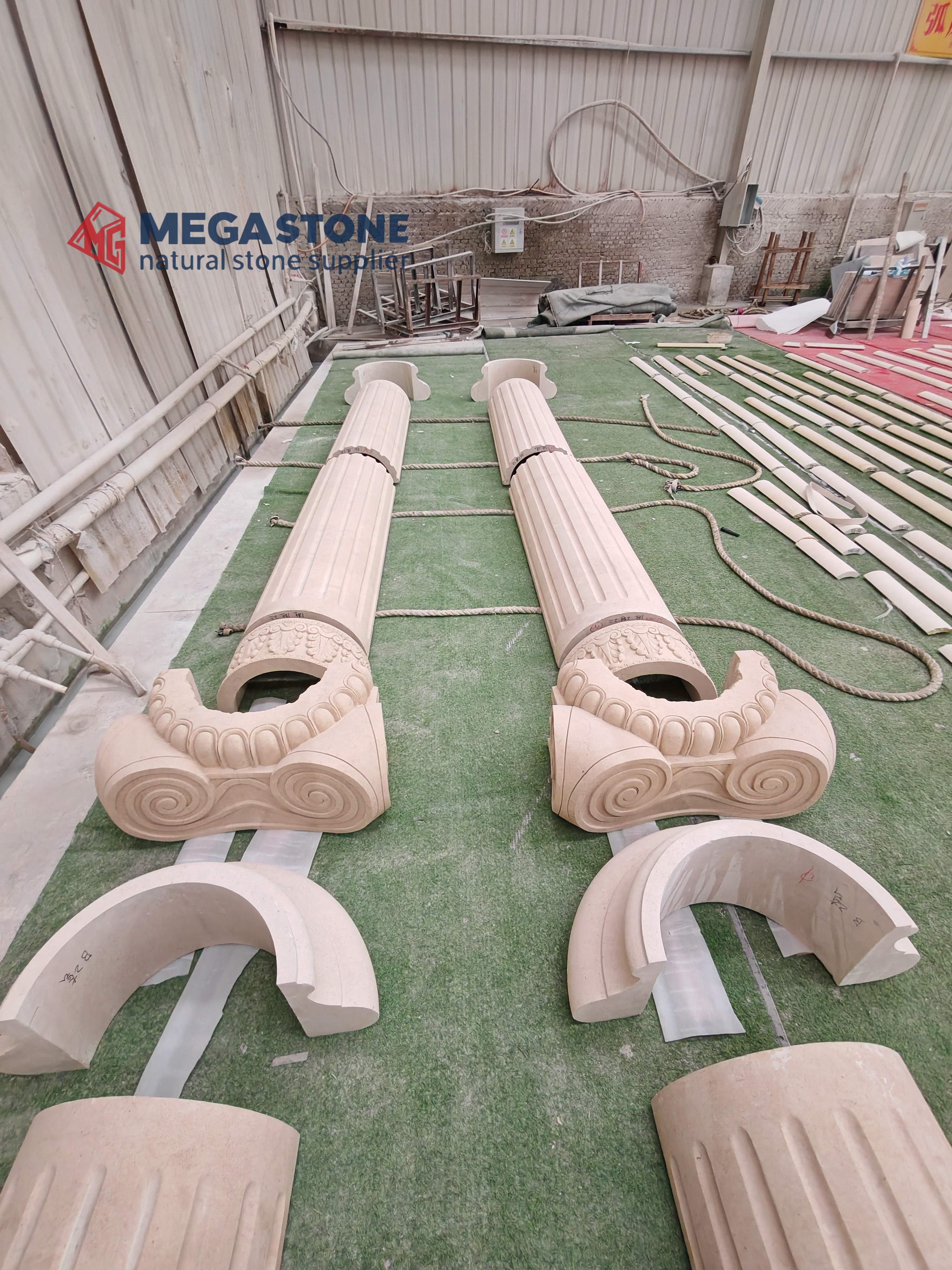 Moleanos Beige Limestone Hollow Columns