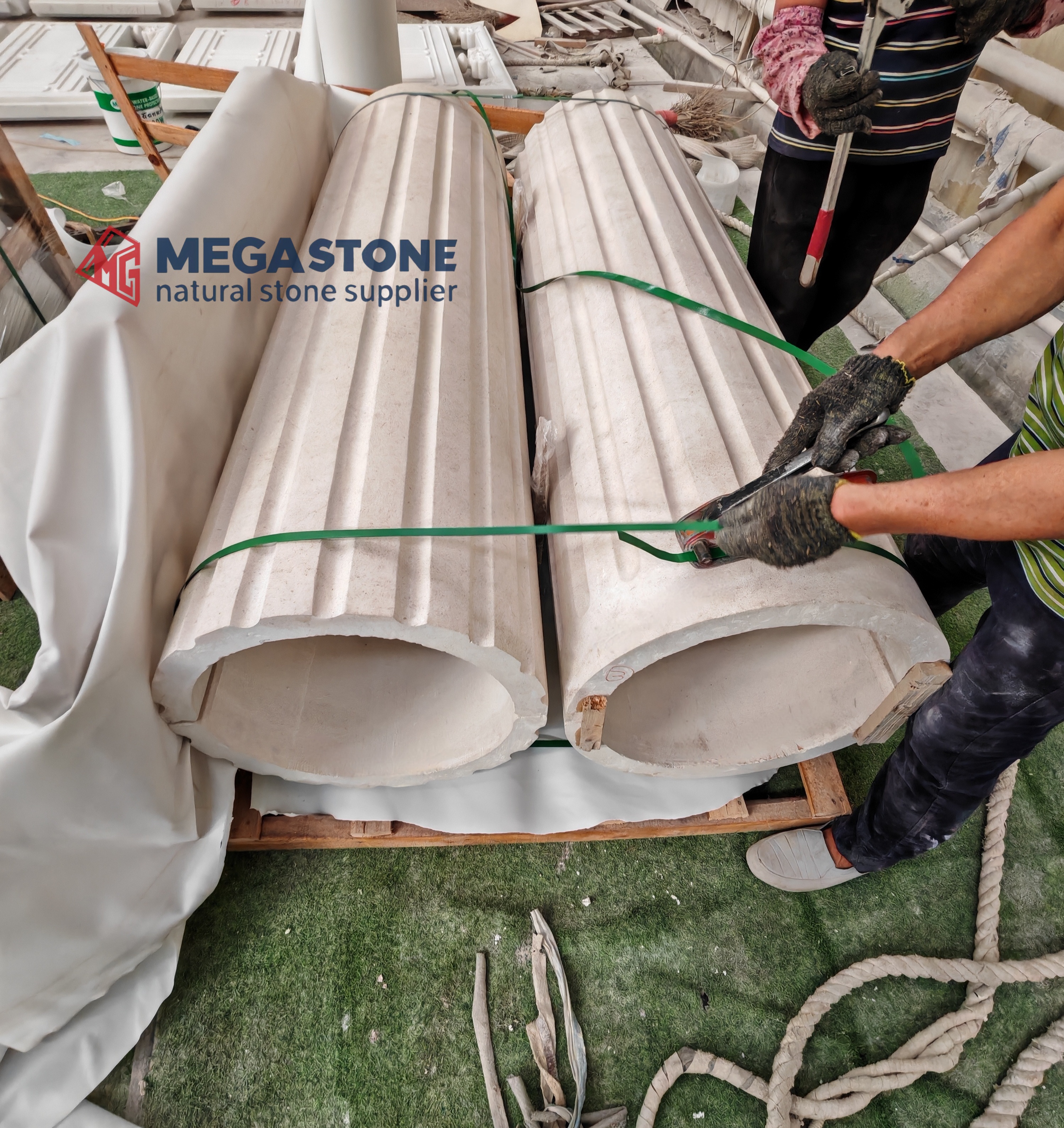 Moleanos Beige Limestone Hollow Columns