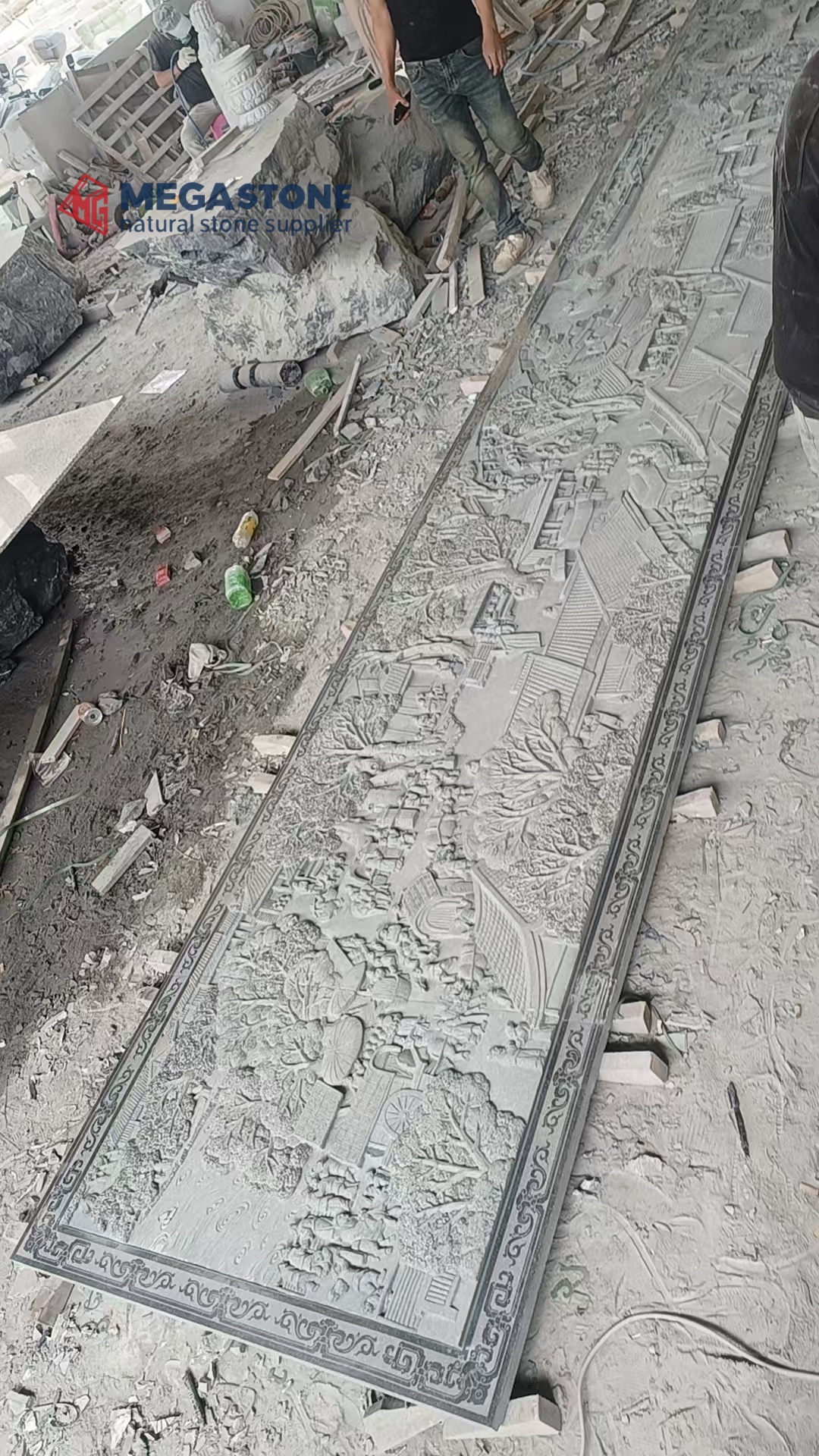Hand Carved Granite Relief – Along the River During the Qingming Festival