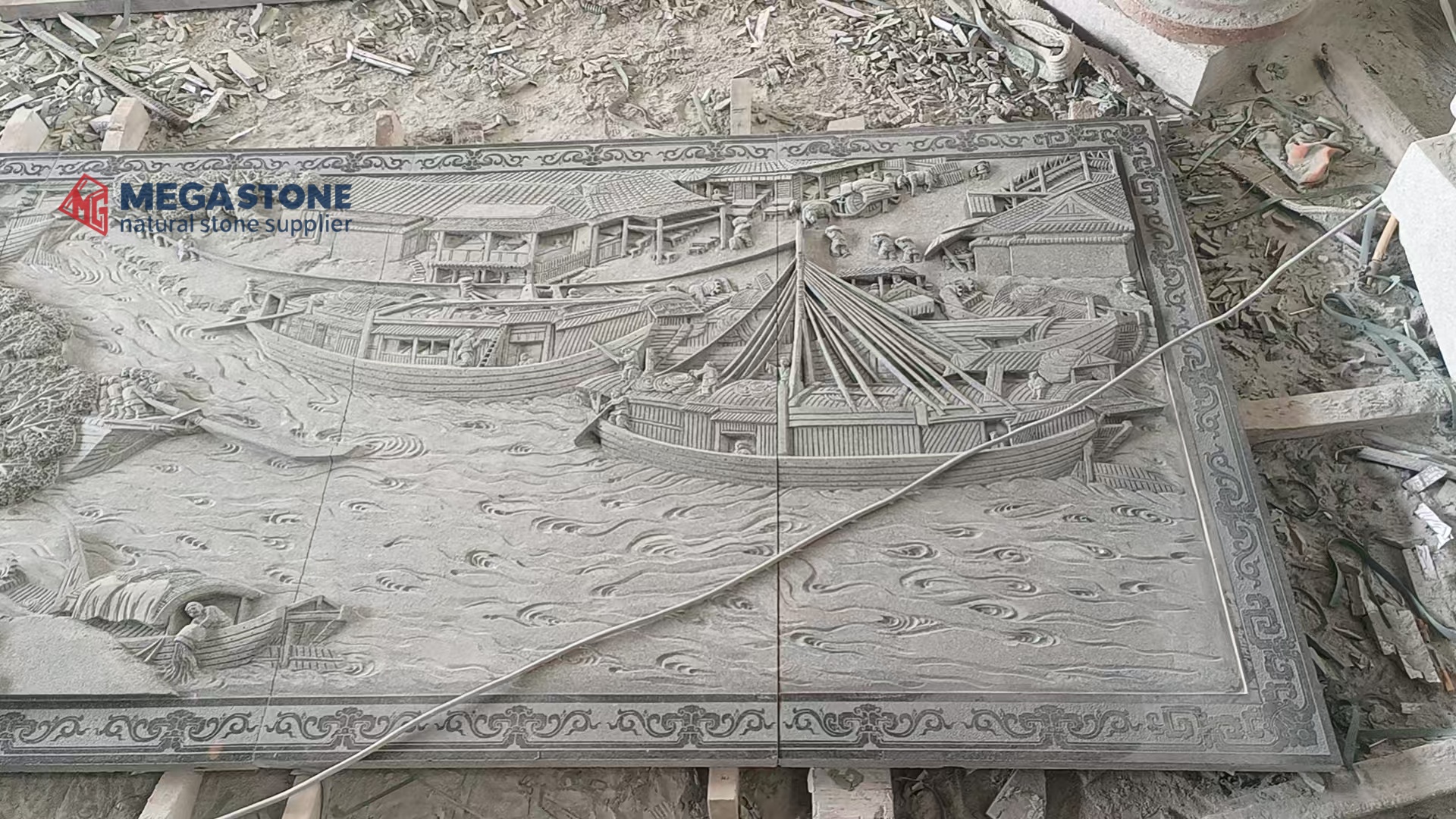 Hand Carved Granite Relief – Along the River During the Qingming Festival