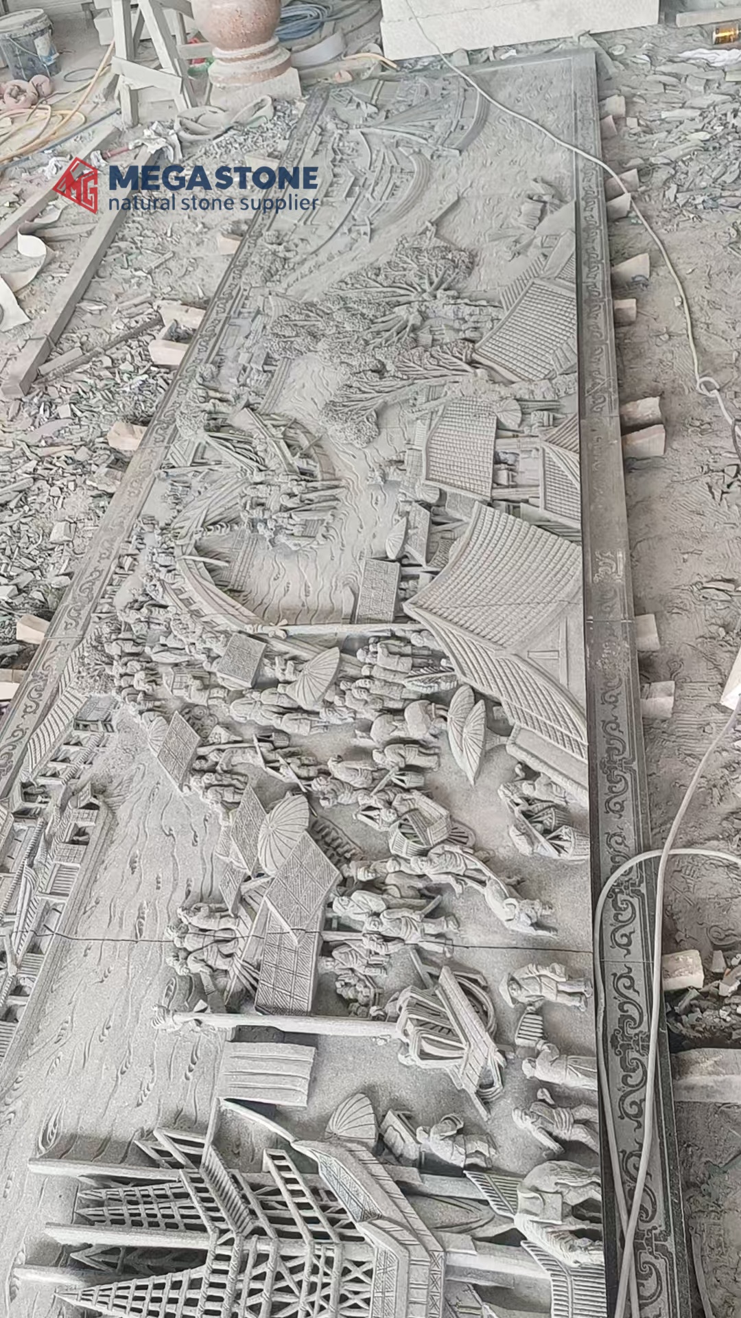 Hand Carved Granite Relief – Along the River During the Qingming Festival