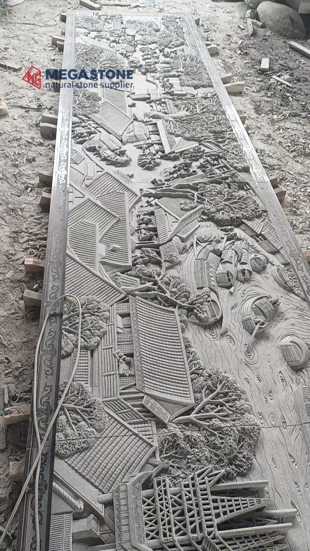Hand Carved Granite Relief – Along the River During the Qingming Festival