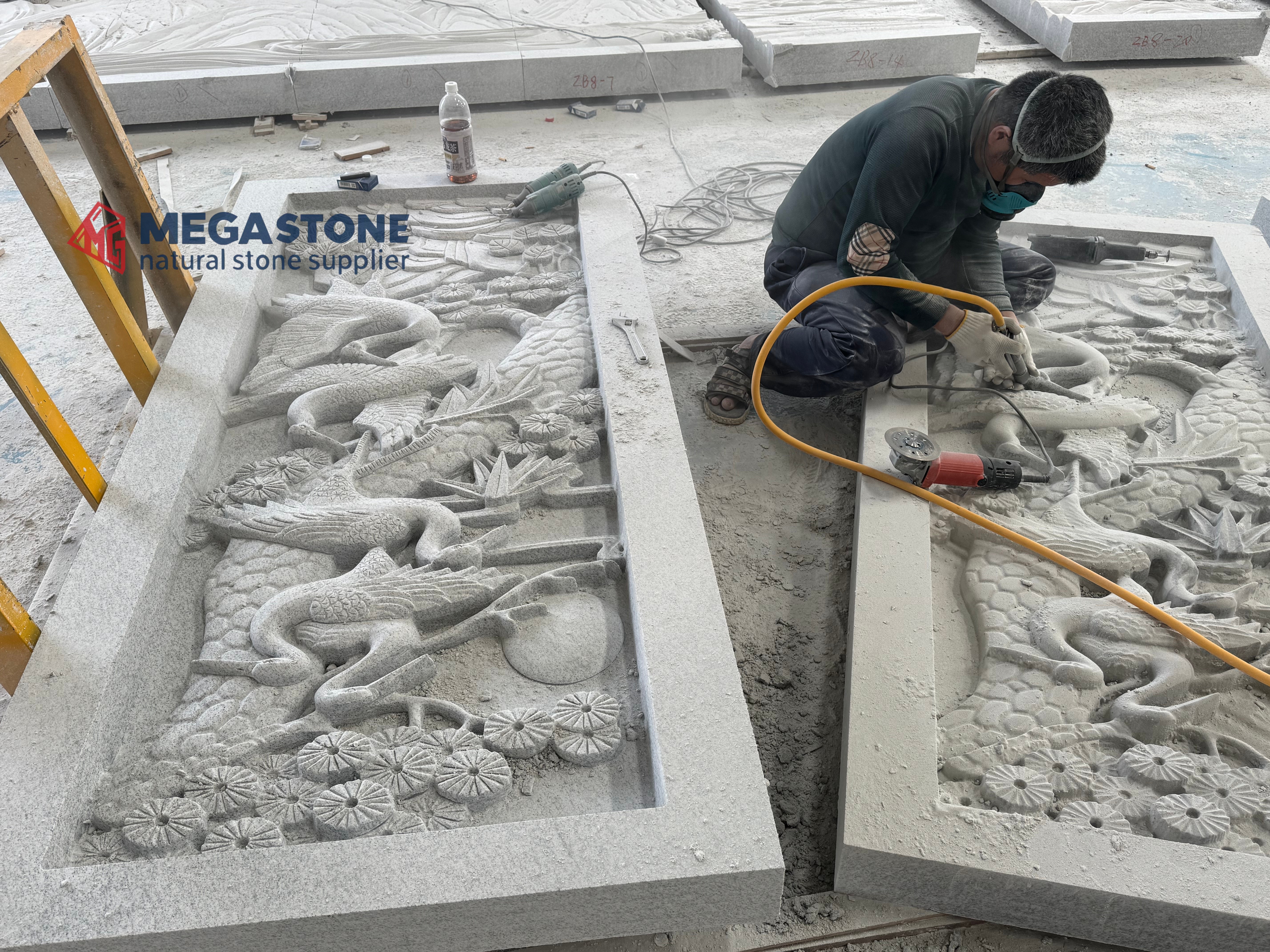 Shandong Sesome White Granite Hand-Carving Panels