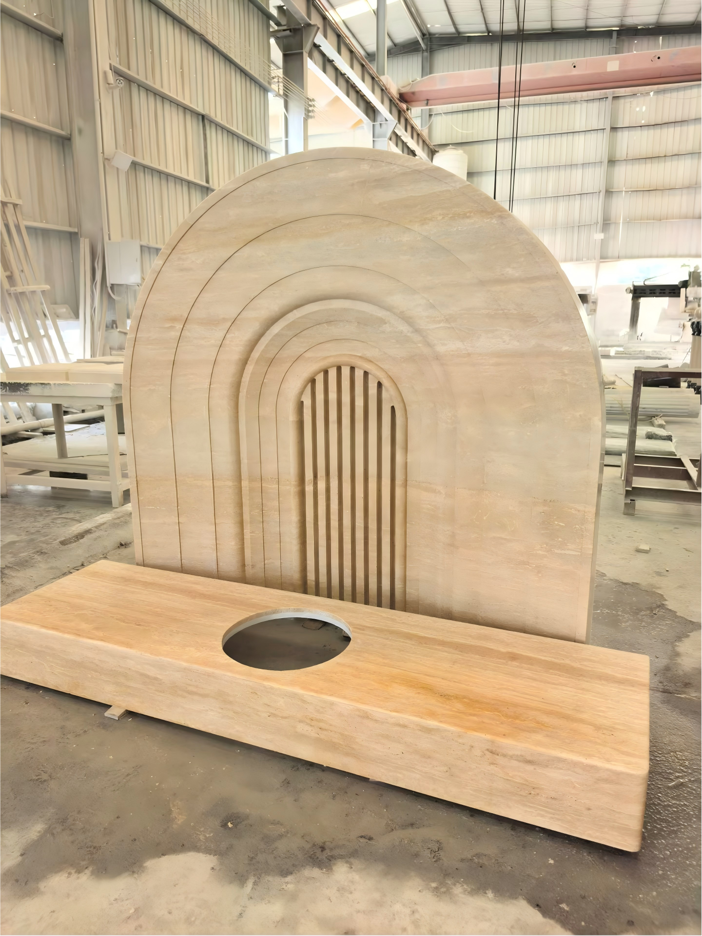 Travertine Arch Fireplace